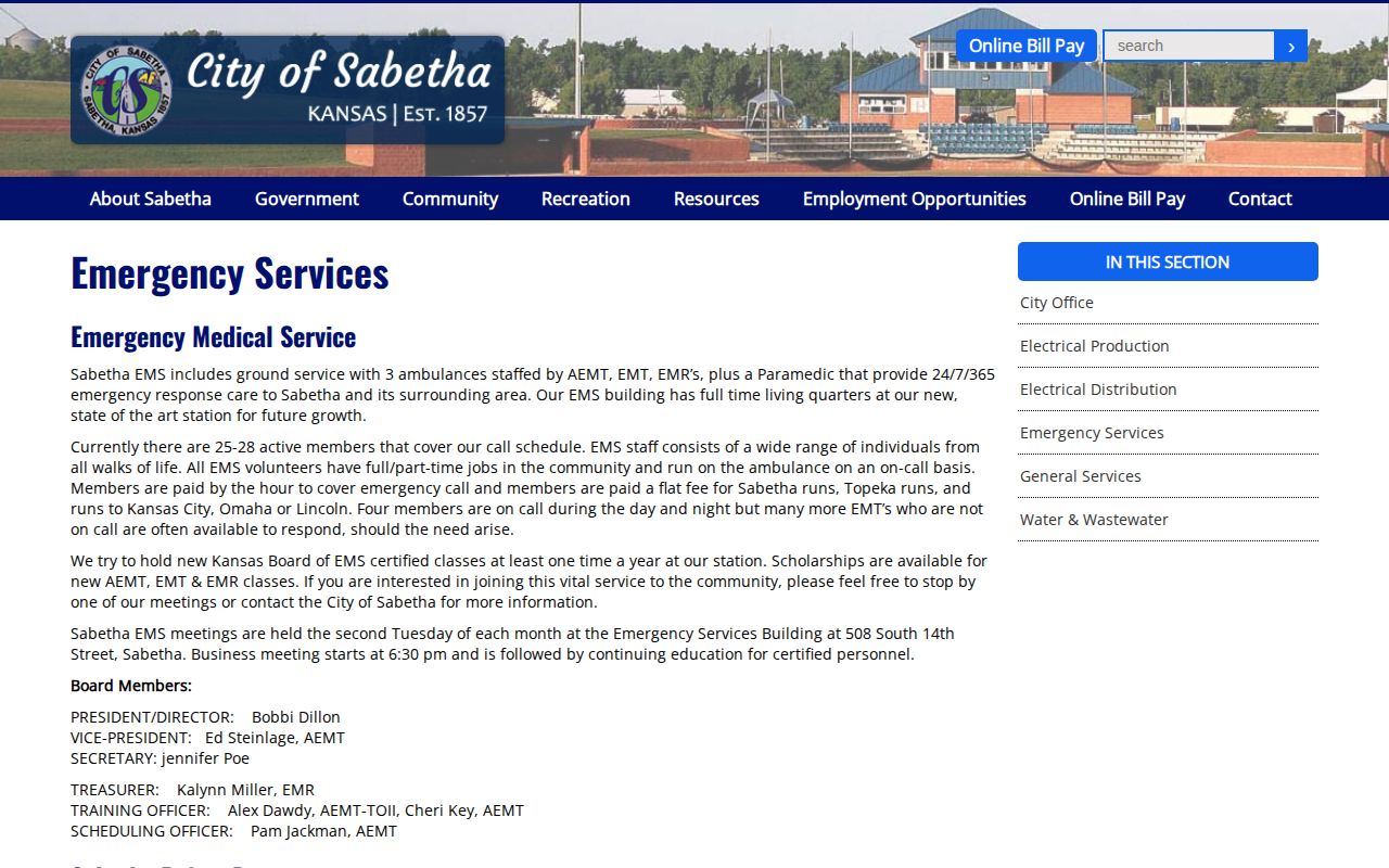 Sabetha Police Department arrest records contact page